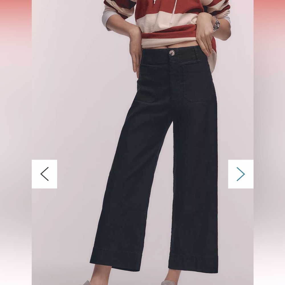 EUC - The Colette Cropped Wide-Leg Pants by Maeve: Linen Edition